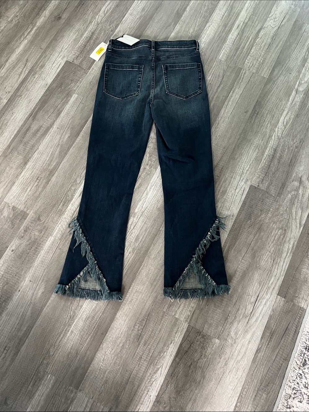 Frayed Hem Dark Blue Bootcut Jeans